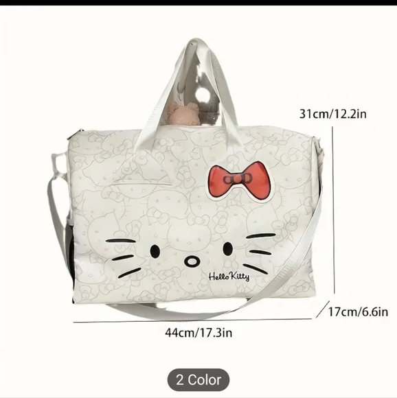 Sanrio Hello Kitty travel bag. Color: White with grey Hello Kitty designs throug - Picture 5 of 13
